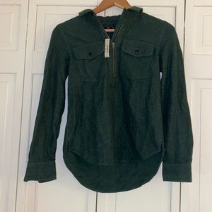 Madewell green flannel quarter zip